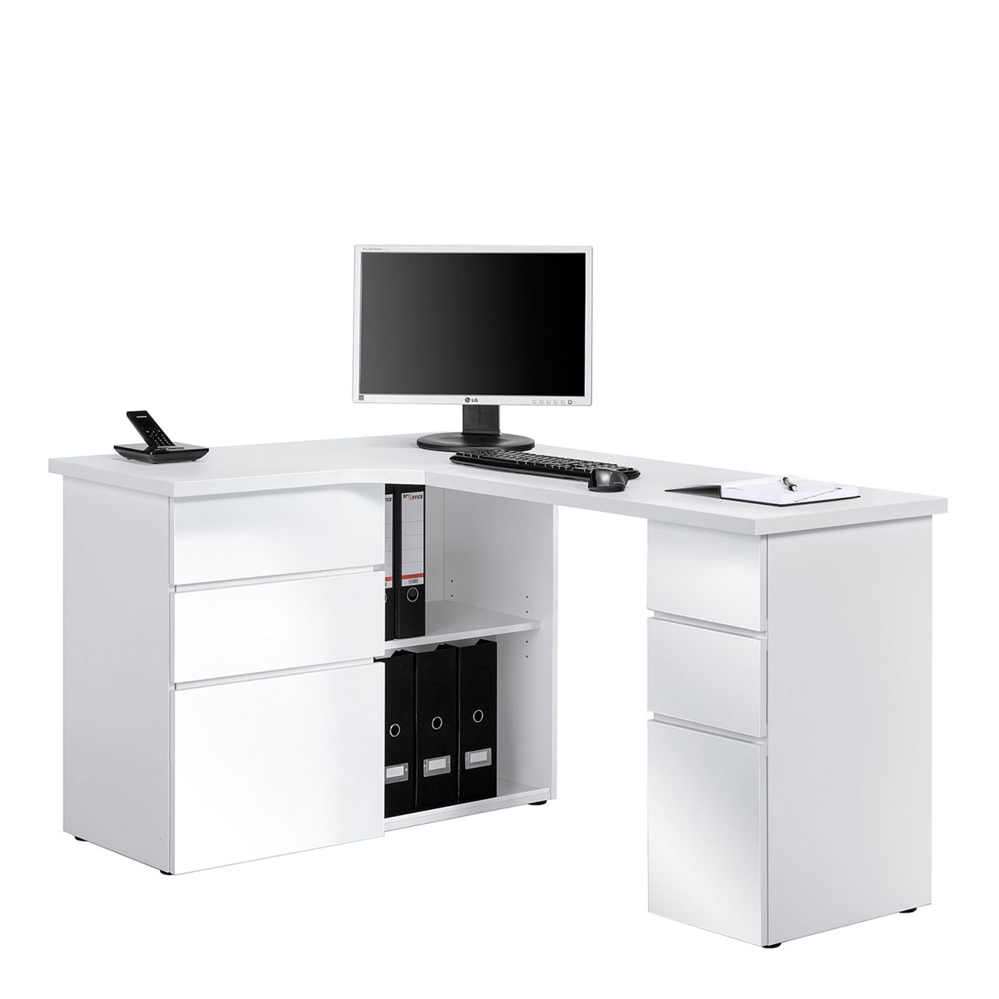White high gloss corner desk