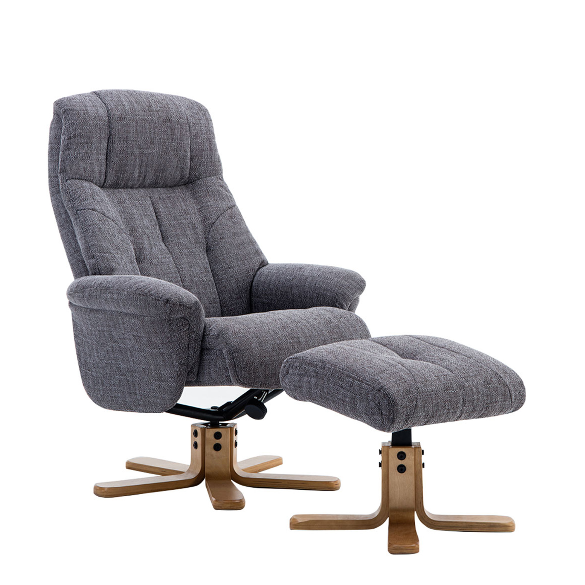 Quebec Swivel Chair And Stool In Lisbon Grey Fabric Recliner Chairs Fishpools