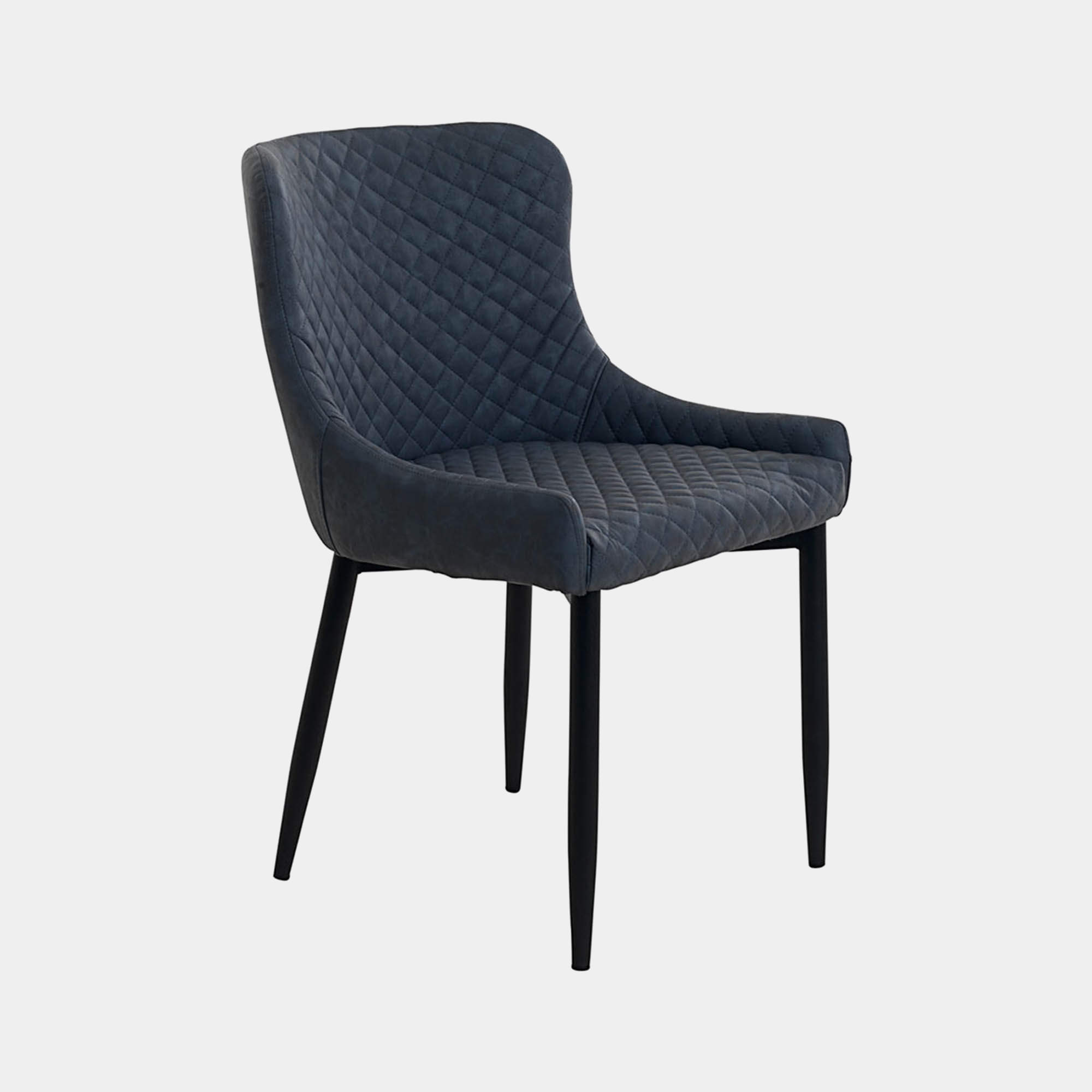 copeland  dining chair grey pu with black metal legs