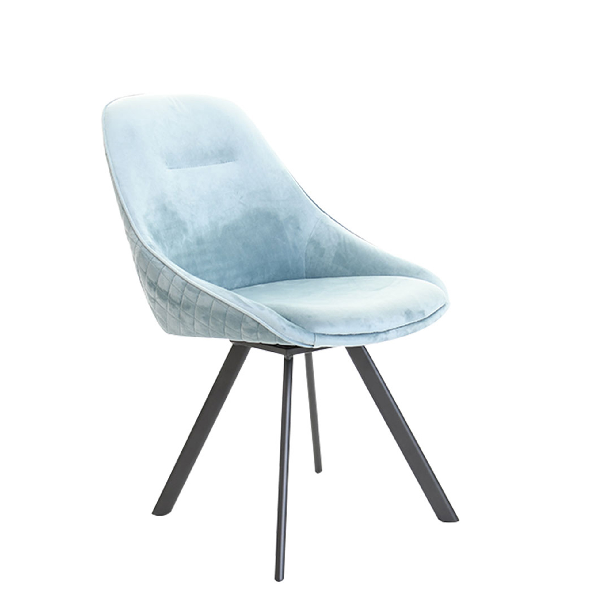 Swivel Dining Chair In Blue Velvet, Swivel Dining Chairs With Arms