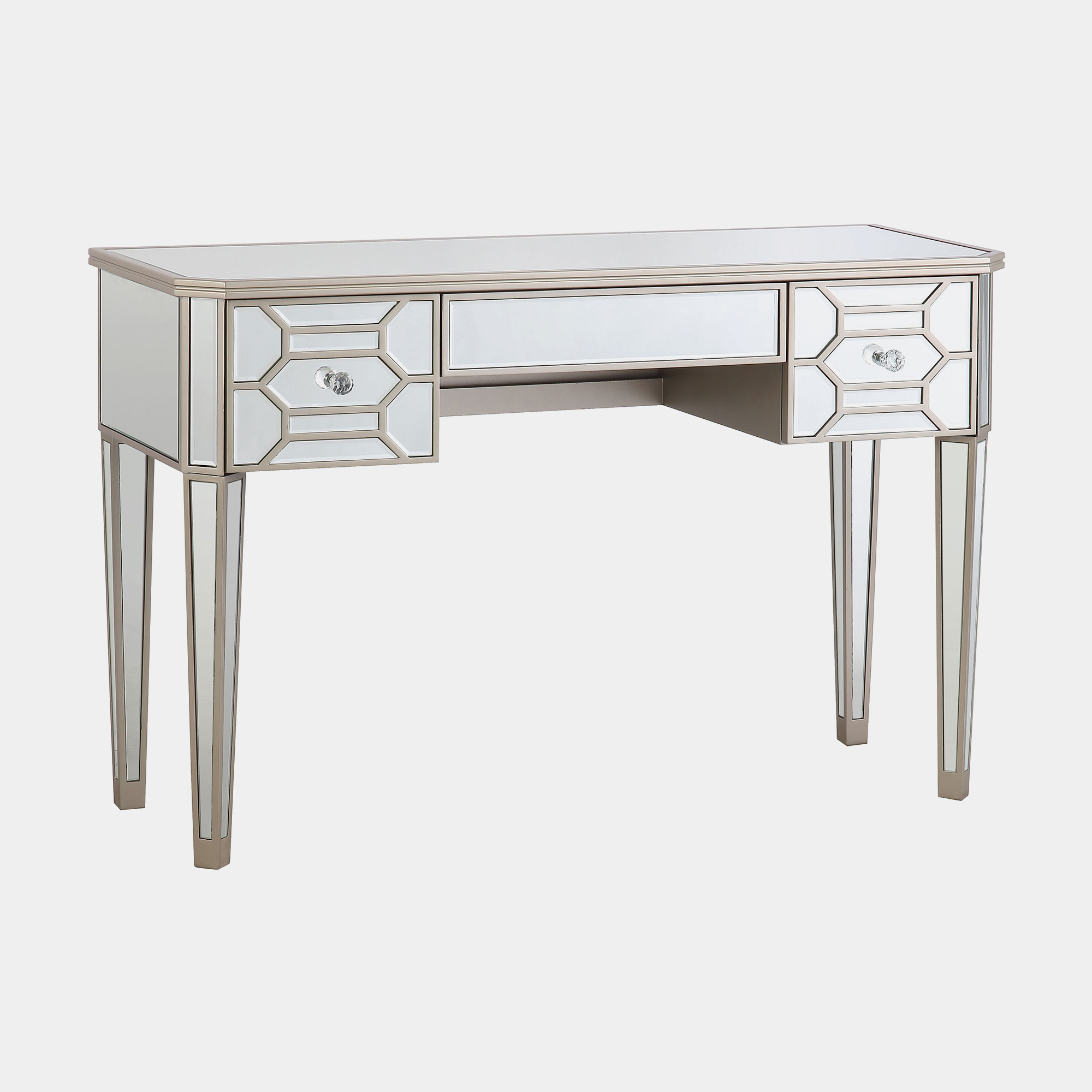 Ruby 3 Drawer Mirrored Dressing Table, Mirrored Dressing Table With Drawers Uk