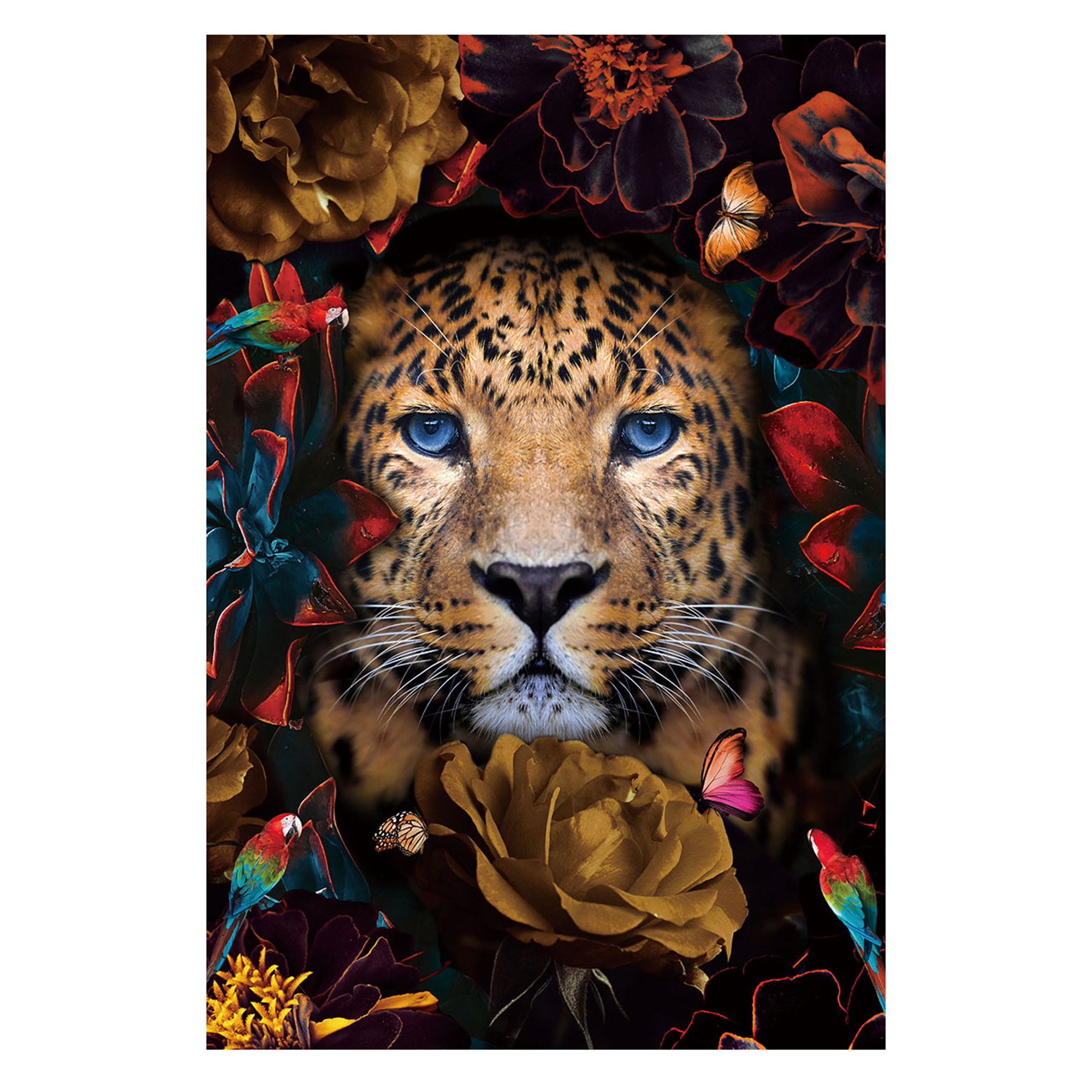 Leopard and Flowers - Glass Art - All Pictures - Fishpools | Poster