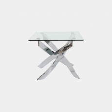 Puzzle - Square Lamp Table In Glass & Chrome Finish Base