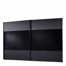 300cm Gliding Door Wardrobe Black Gloss/Matt - Malmo