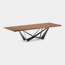 Dining Table With Canaletto Walnut Top & Black Steel Base - Cattelan Italia Skorpio Wood