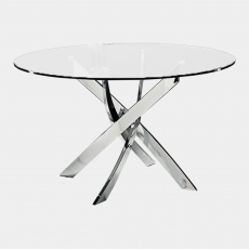 Puzzle - Round Dining Table In Glass & Chrome Finish Base