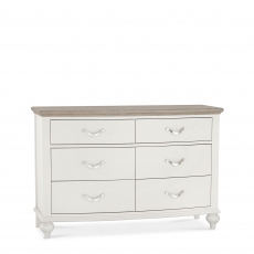 Lausanne - 6 Drawer Wide Chest - Grey Washed Oak & Soft Grey