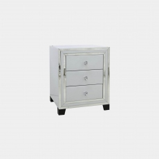 3 Drawer Bedside Cabinet White Clear & Mirror Finish - Madison