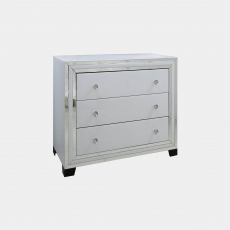 3 Drawer Cabinet White Clear & Mirror Finish - Madison