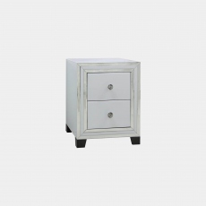 2 Drawer Bedside Cabinet White Clear & Mirror Finish - Madison