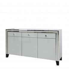3 Drawer 3 Door Sideboard White Clear & Mirror Finish - Madison