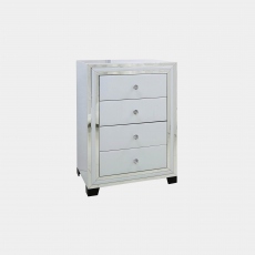 Madison - 4 Drawer Cabinet White Clear & Mirror Finish
