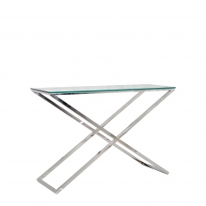 Trento - Console Table With Clear Glass Top/Stainless Steel