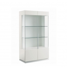 2 Door Curio Cabinet White High Gloss - Bernini
