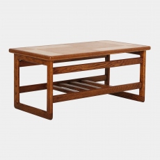 Arcadia - Small Coffee Table Amber/White Tile Top In Medium Oak Finish