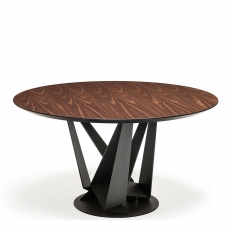 Cattelan Italia Skorpio Round - Dining Table With Black Legs & Burned Oak Top