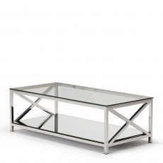 Lucia - Coffee Table With Glass Top & Stainless Steel Frame