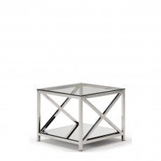 Lucia - Lamp Table With Glass Top & Stainless Steel Frame