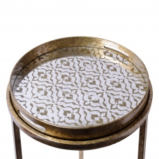 Set Of 2 Side Tables In Antique Gold - Danube