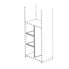 108cm Low Dividing Panel With 2 Shelves For 2 Door Module - Venice