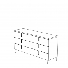 6 Drawer Double Dresser In High Gloss Cream Lacquer - Venice