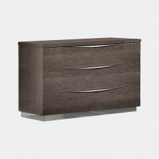 3 Drawer Chest In Silver Grey High Gloss - Treviso