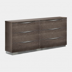 Treviso - 6 Drawer Chest In Silver Grey High Gloss