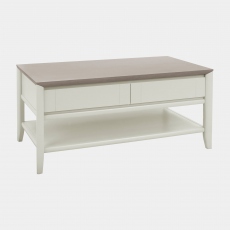 Coffee Table With 1 Drawer In Grey Washed Oak With Soft Grey Finish - Bremen
