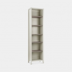 Narrow Bookcase In Grey Washed Oak With Soft Grey Finish - Bremen