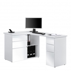 Alpha - Corner Computer Desk Icy White With High Gloss Fronts