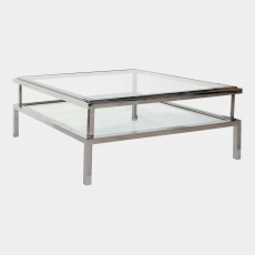 Grant - Coffee Table In Clear Glass & Silver Stainless Steel