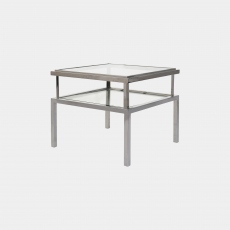 Grant - Side Table In Clear Glass & Silver Stainless Steel
