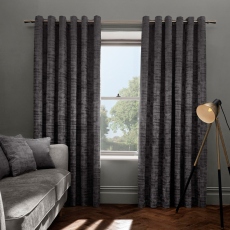 Pair of Lined Eyelet Curtains - Naples Smoke