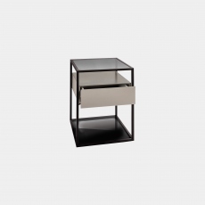 Siena - Lamp Table In Smoked Toughened Glass & Black Frame
