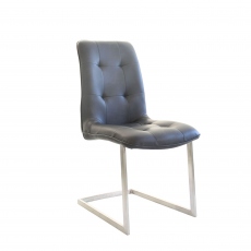 Faux Leather Dining Chair In Grey - Caden