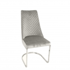 Velvet Dining Chair In Light Grey - Phoebe