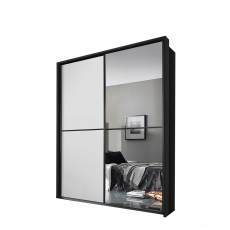 Ottawa - 181cm 1 Mirror Sliding Door Wardrobe A860D Metalic Grey Carcase White Glass Horizontal Trim
