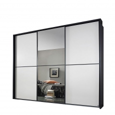 Ottawa - 271cm 1 Mirror Sliding Door Wardrobe A860D Metalic Grey Carcase White Glass Horizontal Trim