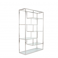 Rhombus - Display Unit With Clear Glass Top Stainless Steel Frame