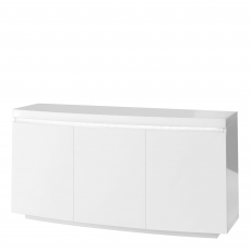 Curved Sideboard In White High Gloss With Light - Parini