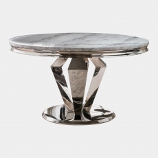 Missano - 130cm Circular Dining Table Grey Marble Top Effect