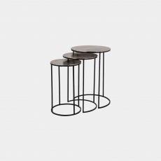 Nest Of 3 Lamp Tables Aluminium Top With Black Legs - Wickham