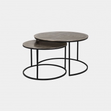 Wickham - Nest Of 2 Coffee Tables Aluminium Top With Black Legs