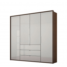 204cm 4 Door/3 Drawer Wardrobe With Coloured Glass Front - Akita 
