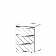 40cm 3 Drawer Bedside Table With Mirrored Glass Front - Nova