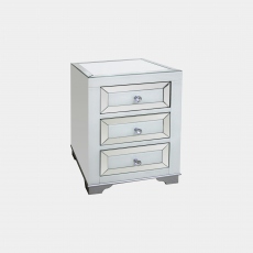 Bianca - 3 Drawer Bedside Chest  Mirrored Silver & White