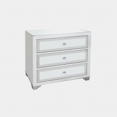 Bianca - 3 Drawer Wide Chest Mirrored Silver & White