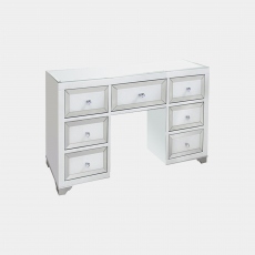 Dressing Table Mirrored Silver & White - Bianca