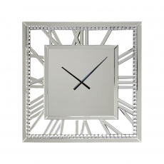 Square Crystal Mirrored Wall Clock