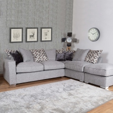 Standard Back 2 Seat Sofa Bed RHF Arm With LHF Chaise Unit Inc Footstool In Fabric - Layla